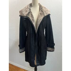 Marc New York Andrew Marc Women’s Black Faux Suede Shearling Coat Size M